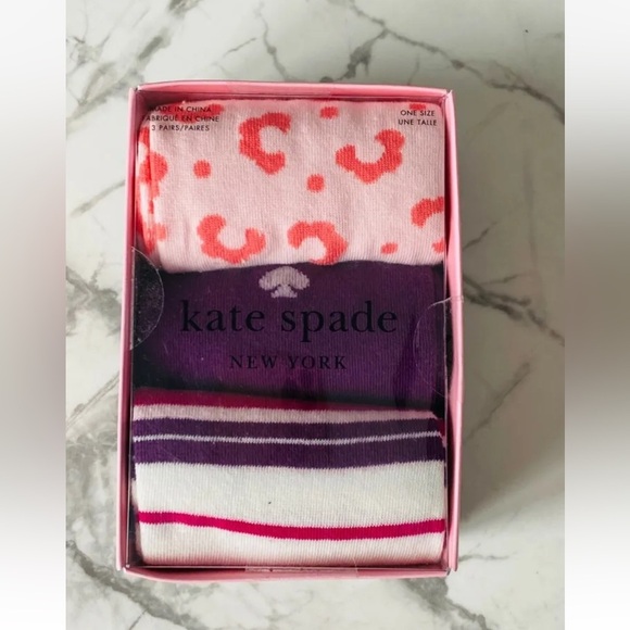 kate spade Accessories - Kate Spade New York Pink Cheetah Stripe Set of 3 Crew Socks
